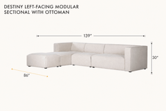 Destiny Left-Facing Modular Sectional with Ottoman dimensions - What&