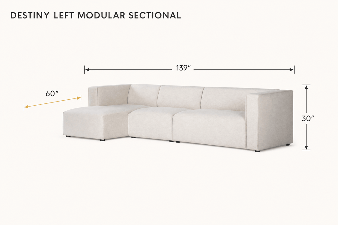 Destiny Left Modular Sectional dimensions - What&