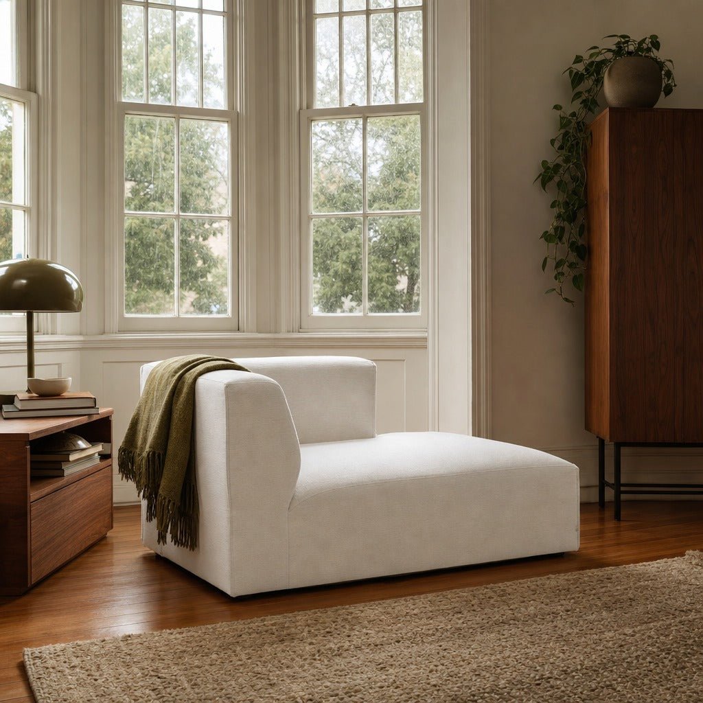Destiny Right-Facing Modular Chaise styled in Portland NW 23rd Victoriwith bay window living room - Whats New Furniture