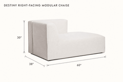 Destiny Right-Facing Modular Chaise dimensions - What&