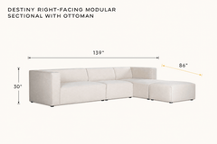 Destiny Right-Facing Modular Sectional with Ottoman dimensions - What&