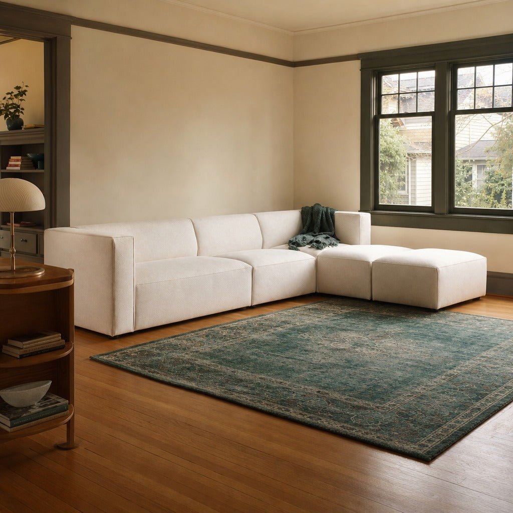 Destiny Right-Facing Modular Sectional with Ottoman styled in Portland Ladd&