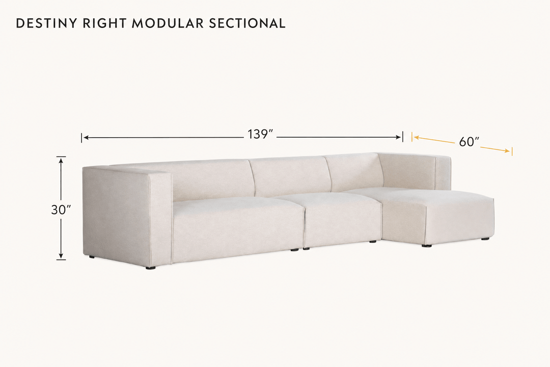 Destiny Right Modular Sectional dimensions - What&