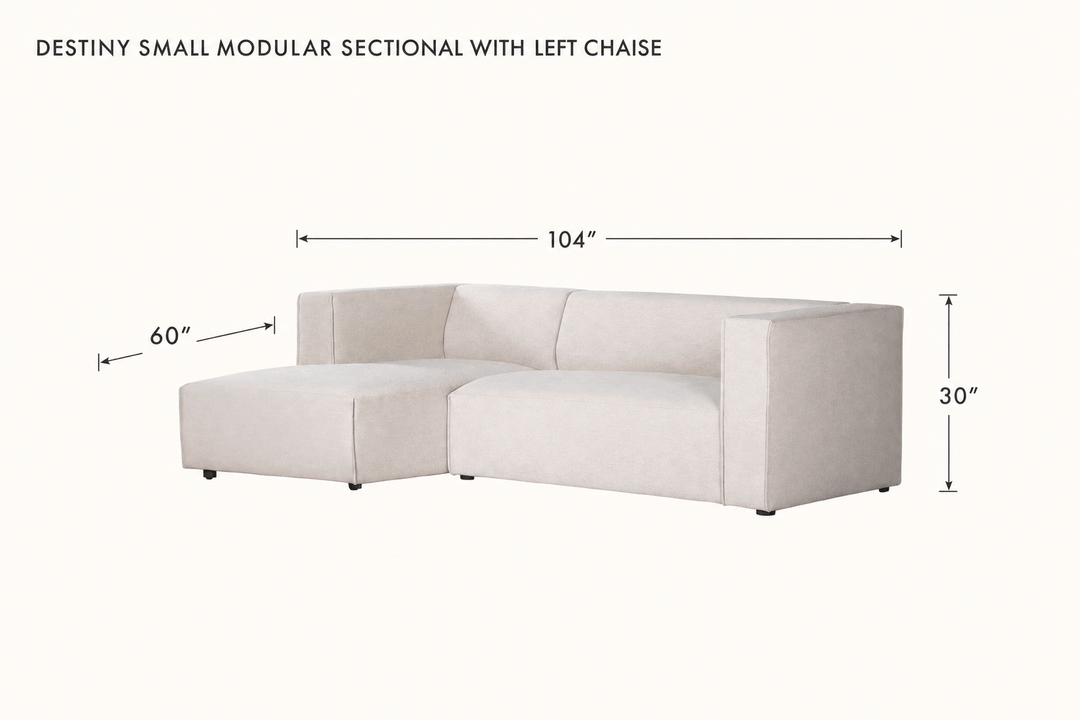 Destiny Small Modular Sectional with Left Chaise dimensions - What&