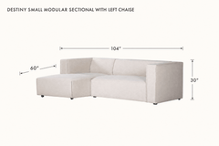 Destiny Small Modular Sectional with Left Chaise dimensions - What&