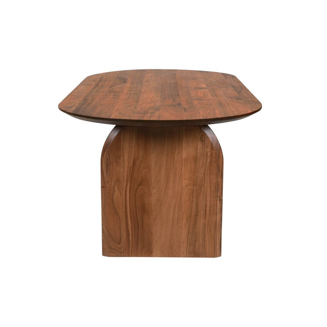 Domingo Dining Table in Pecan, three-quarter angle - Whats New Furniture