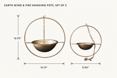 Earth Wind &amp; Fire Hanging Pots, Set of 2 dimensions - What&