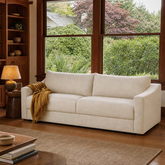Felicity Sofa in Beige styled in Portland Irvington foursquare with original built-ins living room - Whats New Furniture