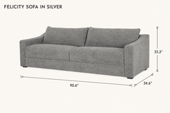 Felicity Sofa in Silver dimensions - What&
