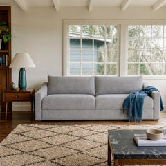 Felicity Sofa in Silver styled in Portland Mt. Tabor mid-century daylight ranch living room - Whats New Furniture