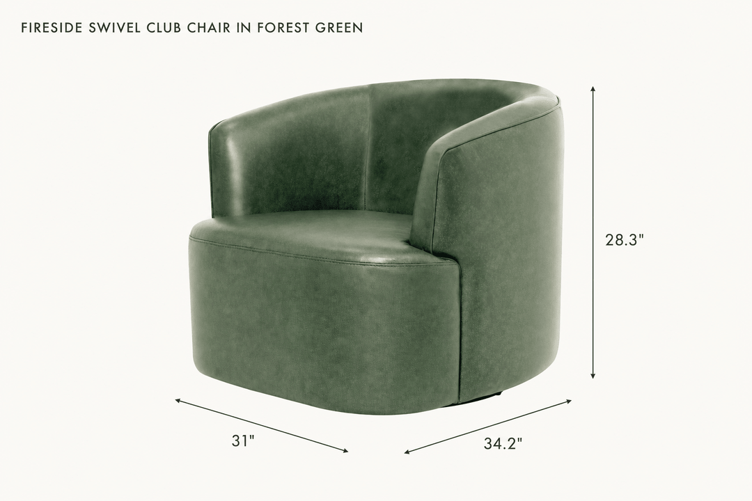 Fireside Swivel Club Chair in Forest Green dimensions - What&