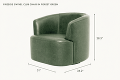 Fireside Swivel Club Chair in Forest Green dimensions - What&