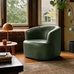 Fireside Swivel Club Chair in Forest Green styled in Portland Hawthorne Craftsmbungalow living room - Whats New Furniture