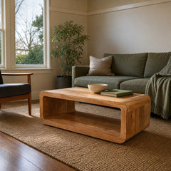 Form Curve Coffee Table styled in Portland Sellwood cottage living room - Whats New Furniture