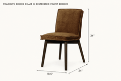 Franklyn Dining Chair in Distressed Velvet Bronze dimensions - What&