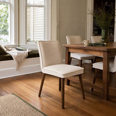 Franklyn Dining Chair in Pebble Cream styled in Portland NW 23rd Victoriwith bay window dining room - Whats New Furniture