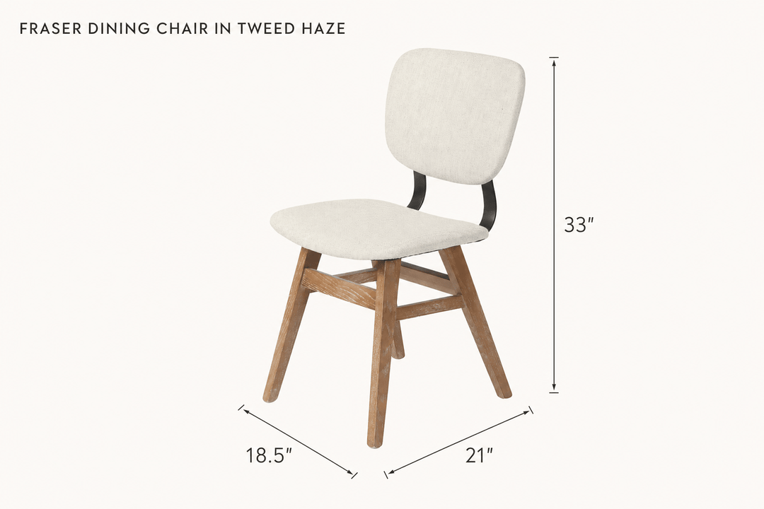 Fraser Dining Chair in Tweed Haze dimensions - What&