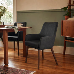 Fritz Arm Dining Chair in Dark Grey styled in Portland Sellwood cottage dining room - Whats New Furniture