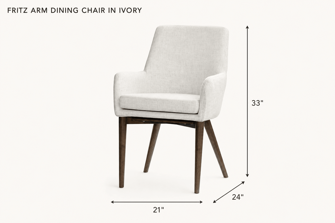 Fritz Arm Dining Chair in Ivory dimensions - What&