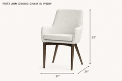 Fritz Arm Dining Chair in Ivory dimensions - What&