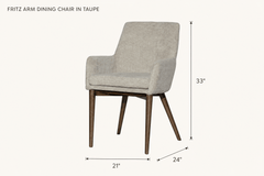 Fritz Arm Dining Chair in Taupe dimensions - What&