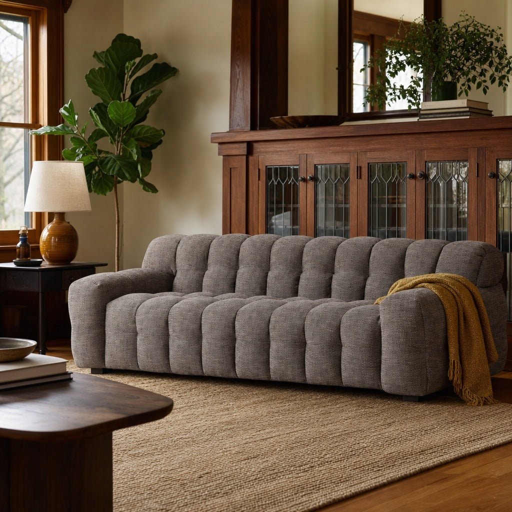 Fusion Sofa in Brown styled in Portland Hawthorne Craftsmbungalow living room - Whats New Furniture