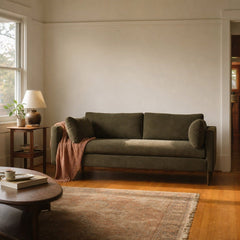 Gemma Apartment Sofa in Pine styled in Portland Montavillcottage living room - Whats New Furniture
