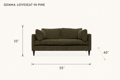 Gemma Loveseat in Pine dimensions - What&
