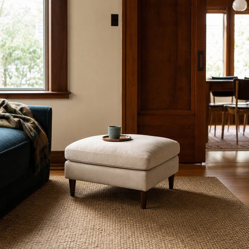 Gemma Ottoman in Fawn styled in Portland Ladd&