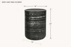 Geri Side Table in Nero dimensions - What&