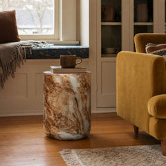 Geri Side Table in VT082 styled in Portland Irvington foursquare with original built-ins living room - Whats New Furniture