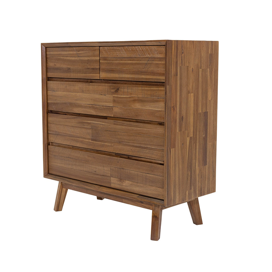Gia 5 Drawer Chest in Warm Pecan - Whats New Furniture Portland