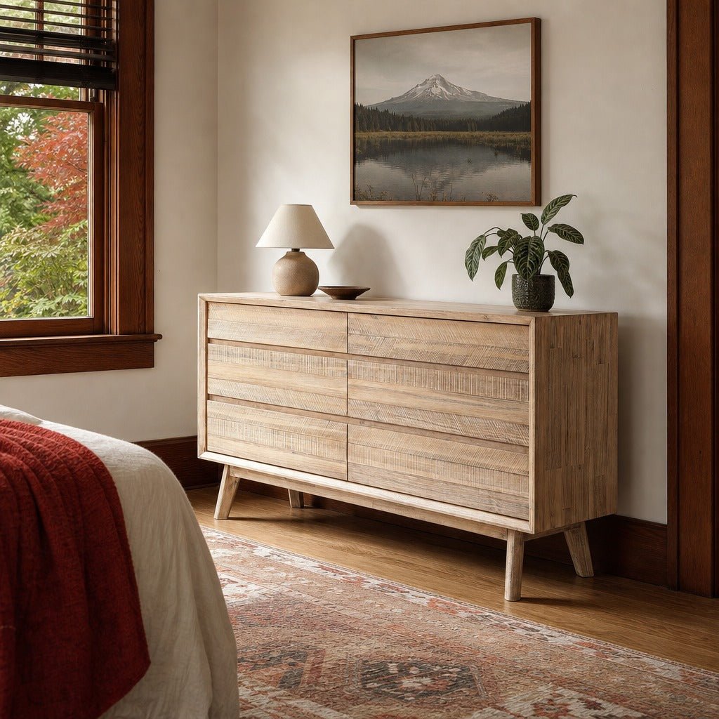 Gia 6 Drawer Dresser in Light Driftwood styled in Portland Ladd&
