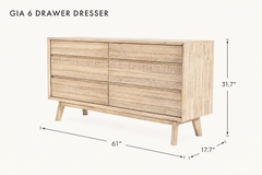 Gia 6 Drawer Dresser dimensions - What&