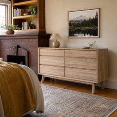 Gia 6 Drawer Dresser in Light Driftwood styled in Portland Irvington foursquare with original built-ins bedroom - Whats New Furniture
