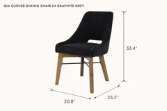 Gia Curved Dining Chair in Graphite Grey dimensions - What&