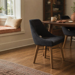 Gia Curved Dining Chair in Graphite Grey styled in Portland Montavillcottage dining room - Whats New Furniture