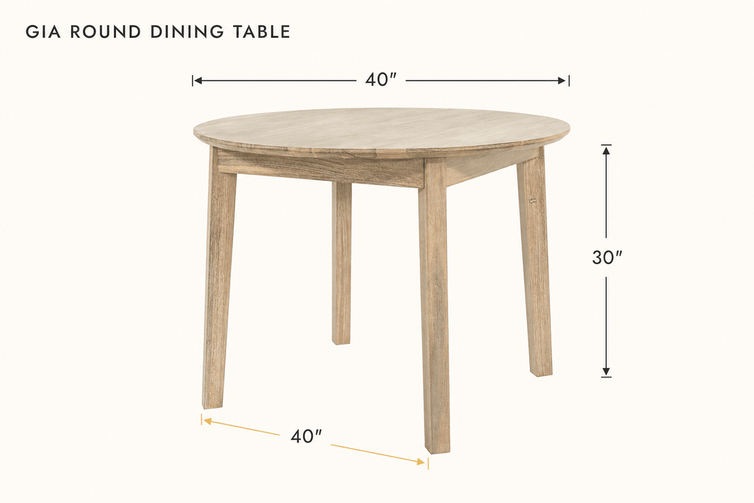 Gia Round Dining Table dimensions - What&
