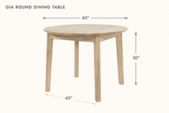 Gia Round Dining Table dimensions - What&