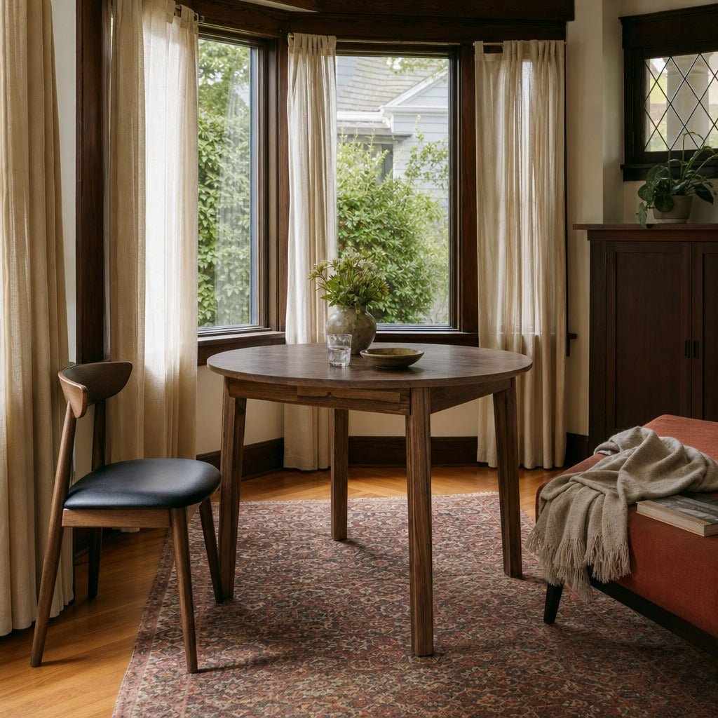 Gia Round Dining Table in Warm Pecan styled in Portland Ladd&