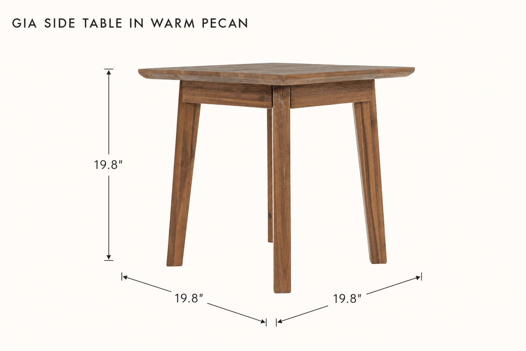 Gia Side Table in Warm Pecan dimensions - What&