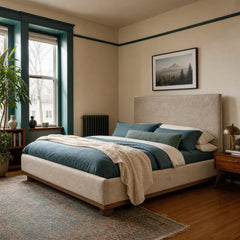 Gilbert Queen Bed styled in Portland AlbertArts foursquare bedroom - Whats New Furniture