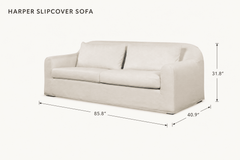 Harper Slipcover Sofa in Linen Ivory dimensions - What&