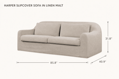 Harper Slipcover Sofa in Linen Malt dimensions - What&