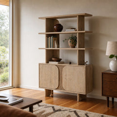 Haru Bookcase styled in Portland 1960s Garden Home ranch living room - Whats New Furniture