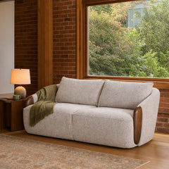 Heritage Sofa styled in Portland converted warehouse flat with warm exposed brick and fir timber beams (no steel, no concrete) living room - Whats New Furniture