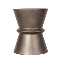 Hourglass concrete side table in Bronze three-quarter angle - drum stool by LH Imports - Whats New Furniture Portland OR
