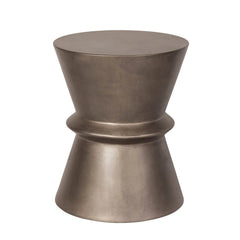 Hourglass concrete side table in Bronze front view - cast concrete drum side table by LH Imports - Whats New Furniture Portland OR