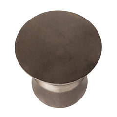 Hourglass concrete side table in Bronze top view showing flat surface - LH Imports - Whats New Furniture Portland OR