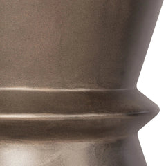 Hourglass concrete side table in Bronze close detail of sculpted neck - LH Imports - Whats New Furniture Portland OR